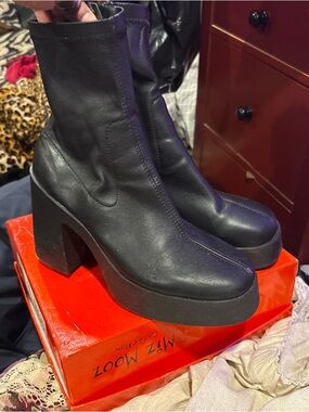 ASOS Black Platform Block Heel Ankle Boots